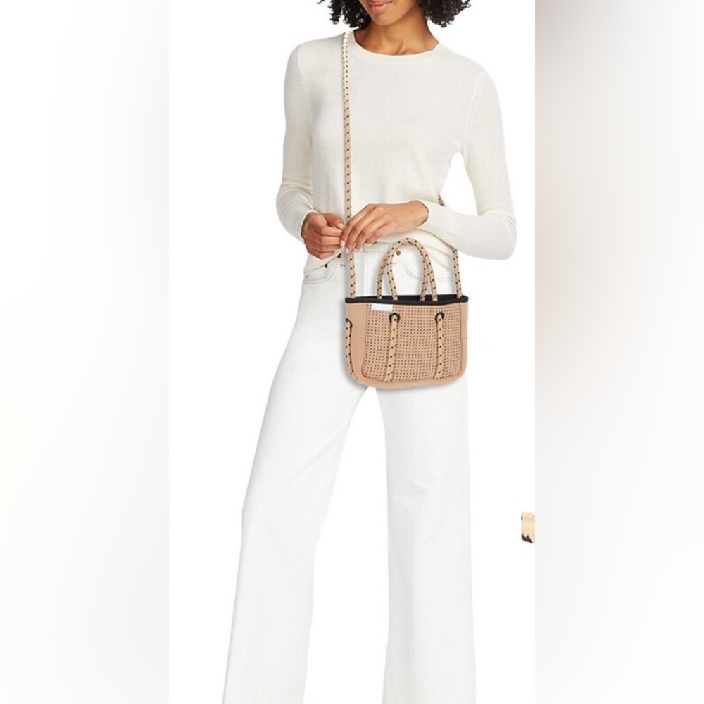 JIMELIA | Crossbody handbag Anthropologie neoprene tan lightweight, rope straps